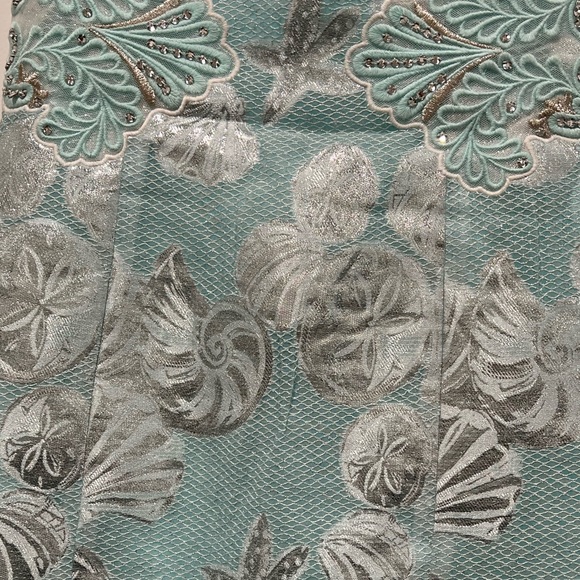 Iilly Pulitzer ice blue silver crystal seashell metallic dress 00 like new - Picture 5 of 5